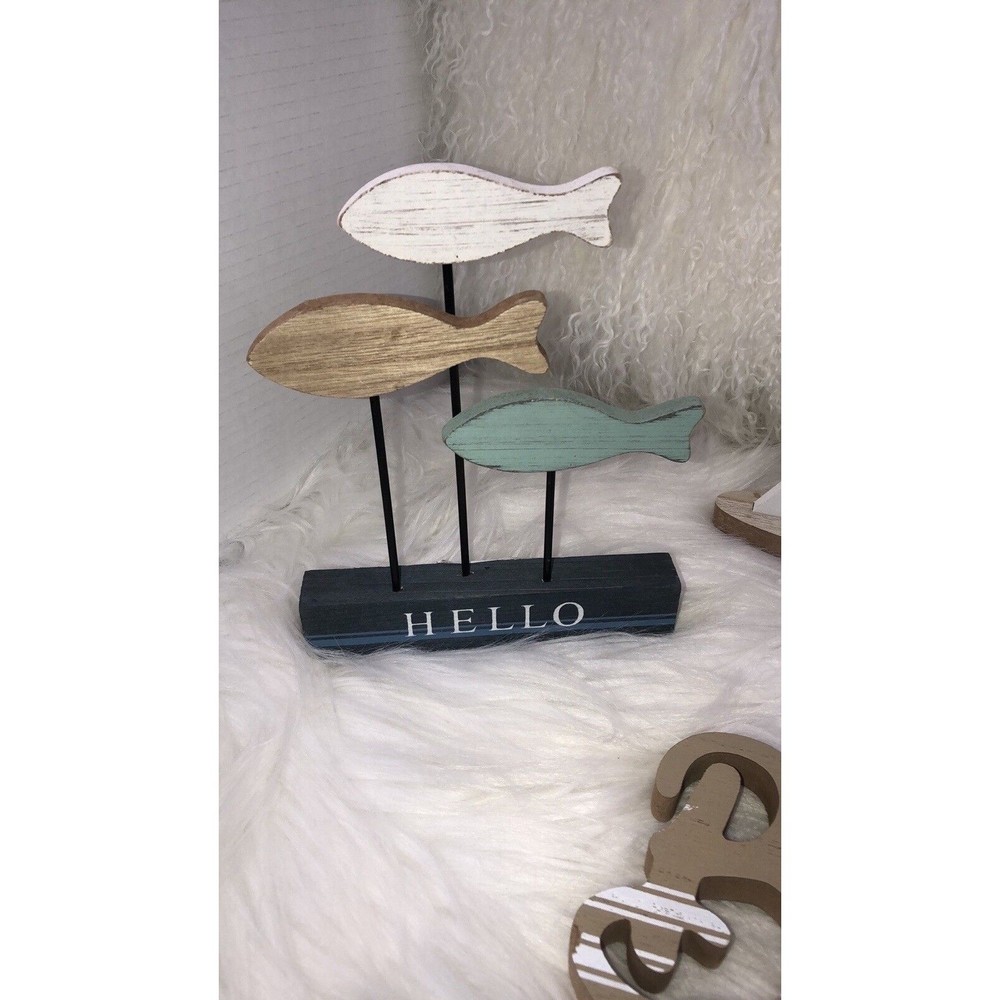 4 PCs Decor Home Wood Sea, Beach, Fish, Home /Office /Living room… - Picture 8 of 10